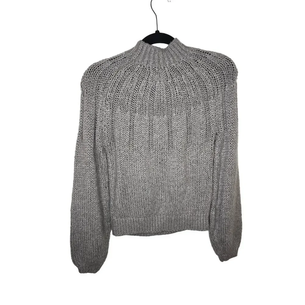 Abercrombie & Fitch Soft Beige Balloon Sleeve Cable Knit Sweater Womens Small